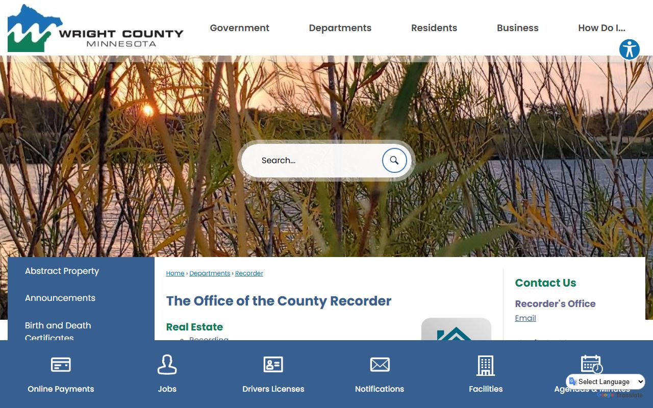 Wright County Recorder page