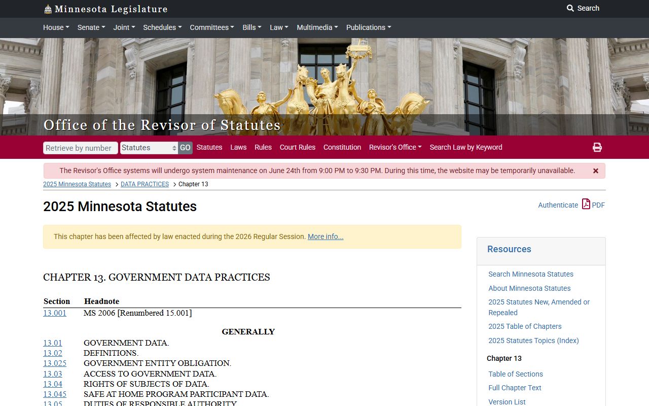 Wright County court dockets Minnesota Government Data Practices Act