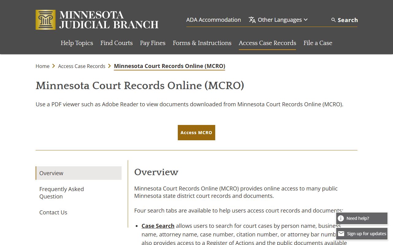 Wright County court records MCRO overview