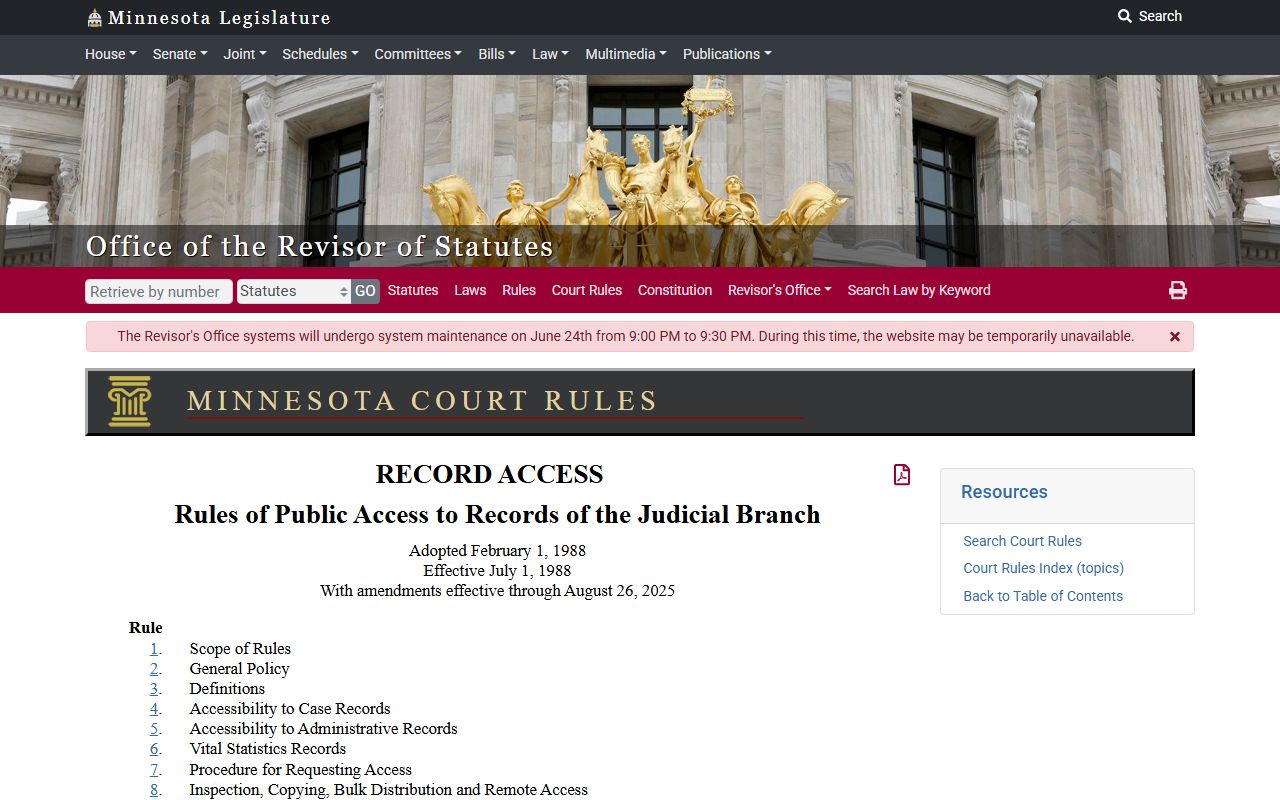 Wright County court records judicial access rules