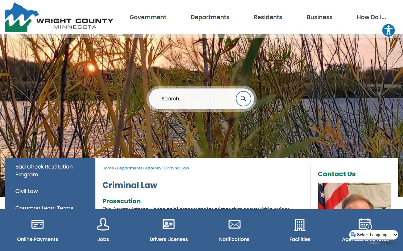 Wright County Attorney criminal law page