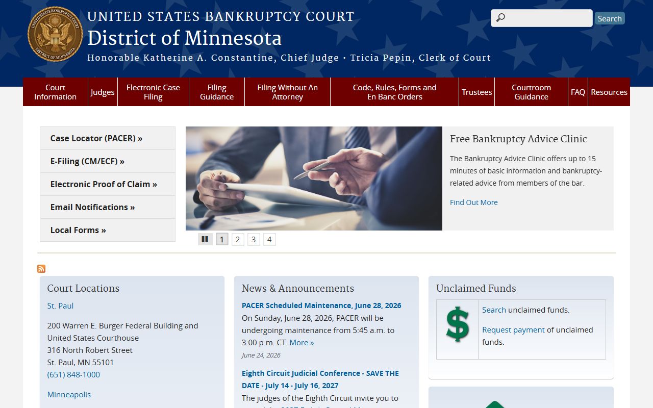 U.S. Bankruptcy Court for the District of Minnesota website