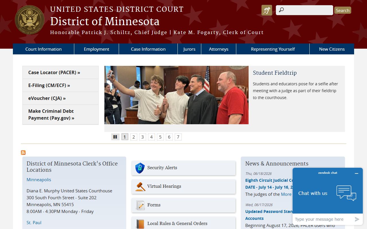 U.S. District Court for the District of Minnesota website