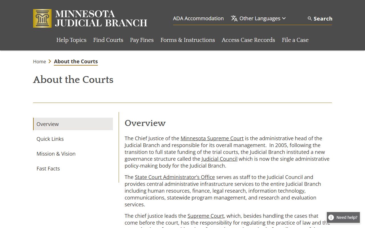 Minnesota Judicial Branch court structure overview