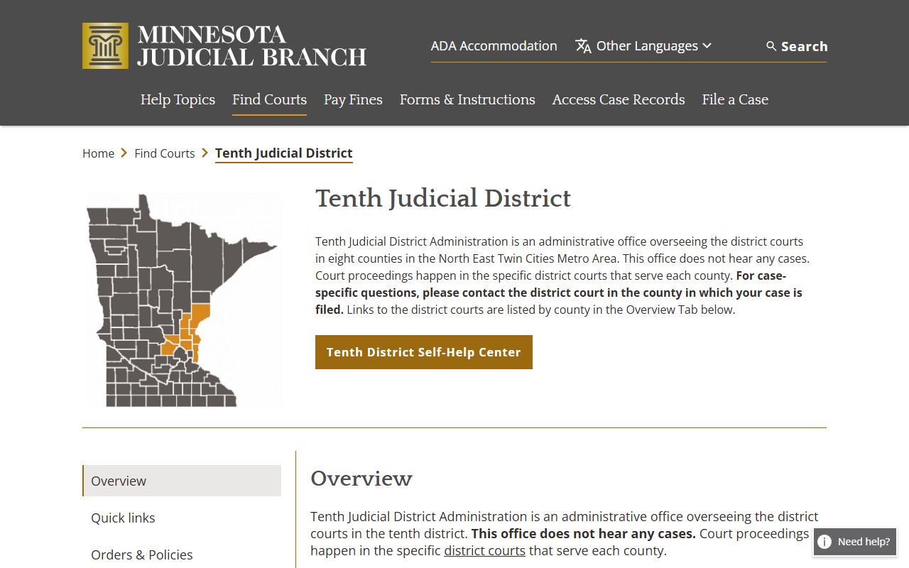 Minnesota Tenth Judicial District overview