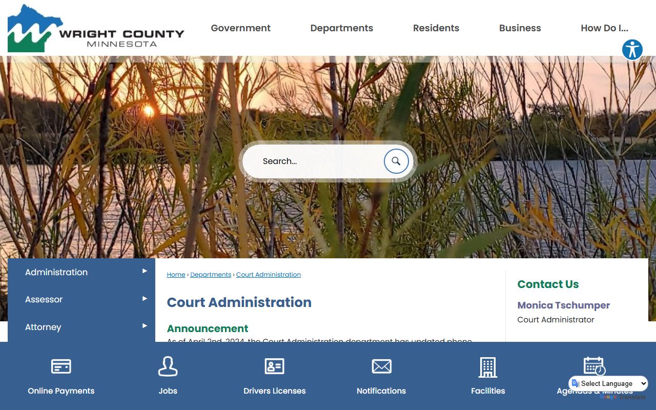 Wright County Court Administration page