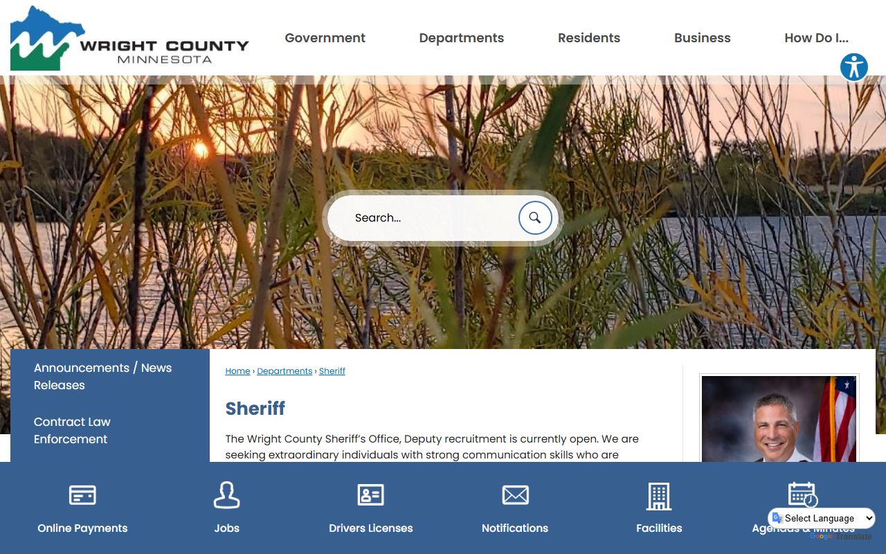 Wright County Sheriff page